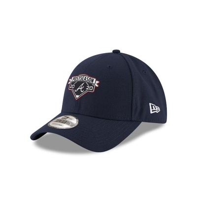 Blue Atlanta Braves Hat - New Era MLB Postseason Locker Room 9FORTY Adjustable Caps USA9036571